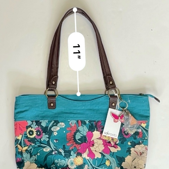 Sakroots Artist Circle Flower Power Teal Butterfly Joshua Davis Bag Tote - Picture 10 of 13